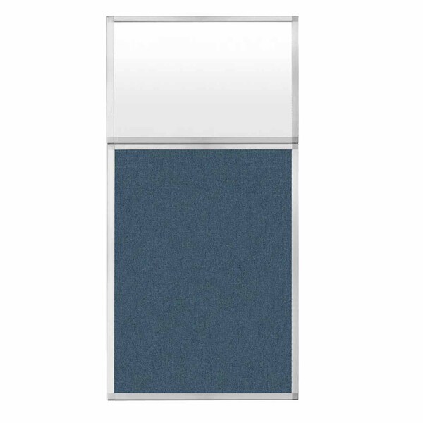 Hush Panel Configurable Cubicle Partition 3' x 6' W/ Window Caribbean Fabric Frosted Window